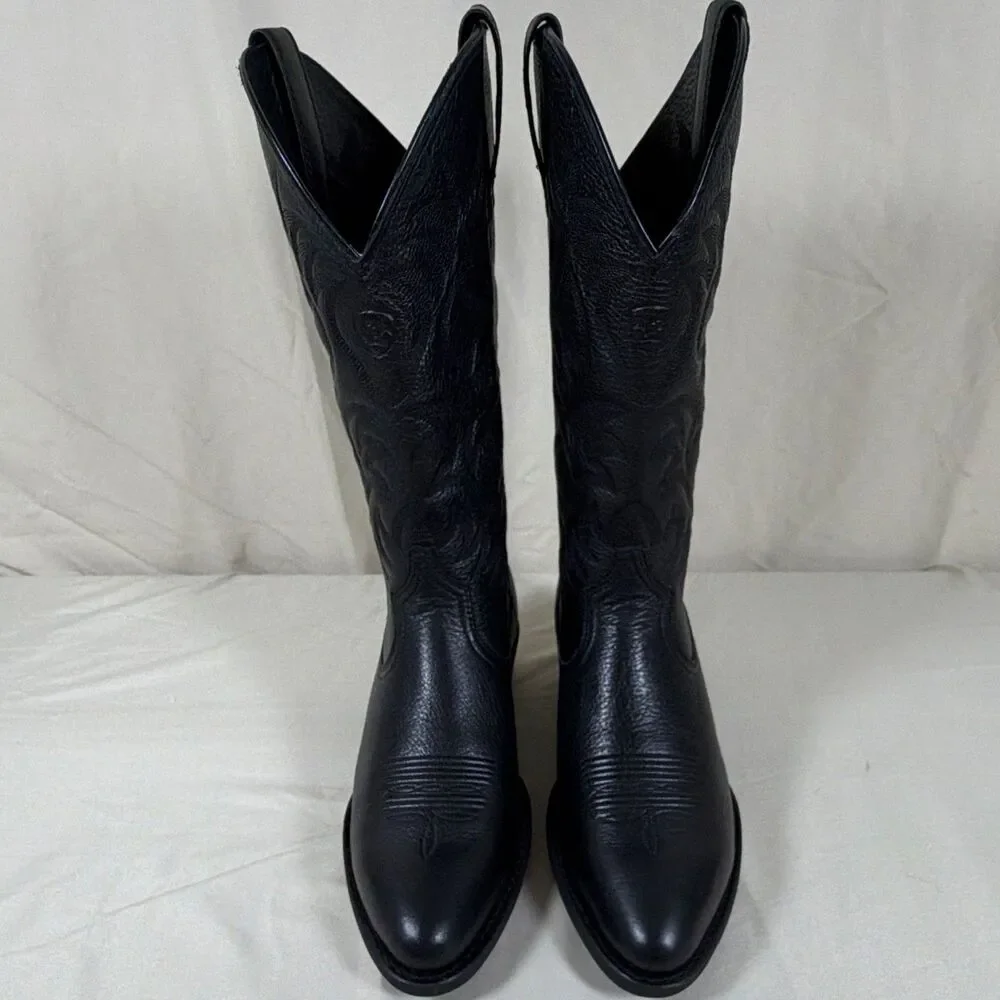 Ariat Mens Western Cowboy Heritage Boots Black Leather US 11.5D MPN 10002218 NIB
